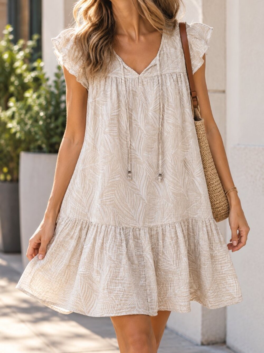 Tropical Babydoll Ruffle Dress MEDIUM